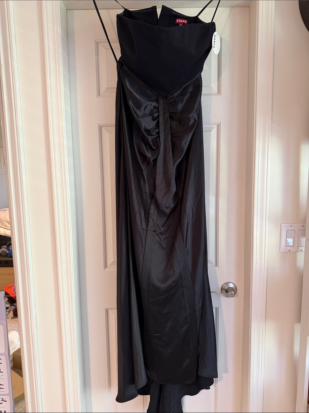 STAUD Black Satin Dress with -picture from website included. Brand new with tags